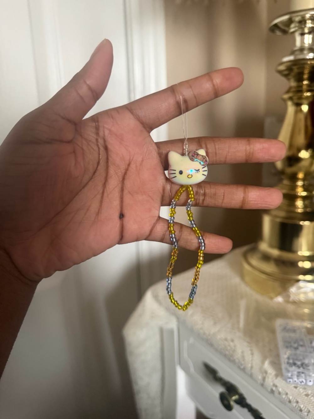 Beaded Hello Kitty Phone Charm Lanyard